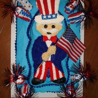 Uncle Sam This was a combination of a few ideas. I used the little heroes pan from Wilton to do Uncle Sam. The fireworks were done with jumbo...