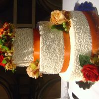 Melodye's Cake All buttercream with real flowers and ribbon