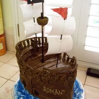 Pirate Ship Cake 2 Fondant and royal icing decorations. I made the sails and flags out of gumpaste.