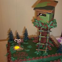 Deer Stand This is a cake I made for my dh's B-Day. The tree trunk is made from 7 plastic dowel rods taped together and the deer stand is...