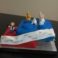 Star Wars Lego Two stacked Legos with Star Wars Lego characters.