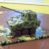 Tank Cake chocolate cake. buttercream icing. chocolate almond bark. Fudge Marshmallow Cookies