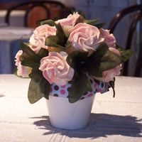 Cupcake Bouquet I made these for our local mothers league membership lunch. They were used as the centerpiece for each table. mini-lemon cupcakes. swiss...