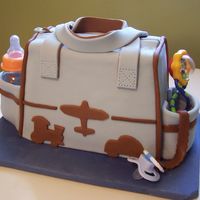 Planes, Trains, And Automobile Diaper Bag three loaf size cakes (2 chocolate, 1 blueberry) swiss meringue buttercream icing & filling, everything else is MMF except the bottle,...