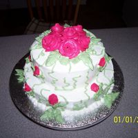 Cocomut Cream Cake Coconut cream cake with coconut icing. I love the bright pink color, I was just playing around with colors!