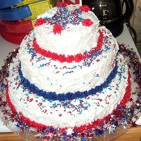 July 4Th My sad little 4th of July cake :( It was a 14, 10, 6, only the 10 was a double layer---simple white cake with buttercream icing and...