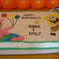 Spongebob Birthday My first foray into decorating outside of class!! Me and my sister-in-law made this cake for her kids. It was a full sheet and took forever...
