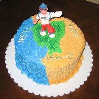 Ultimate Frisbee Going Away Cake This is for a guy who is going away to Ecuador. He is a big ultimate frisbee player and apparently always wears red pants. The green part...