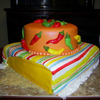 Fiesta Cake buttercream with fondant accents.... I am not a great buttercreamer... way to humid in south texas... ahhh yes I will blame it on the...