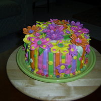Flower Cake Buttercream with fondant flowers.