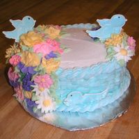 Final For Wilton Ii I didn't want my cake to look like crisco so I chose light blue. Had SO much fun making the little birds! Buttercream icing, rope, and...