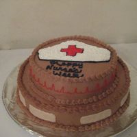 Happy Nurse's Week Made for coworker's for nurse's week. Thanks to all the CC'ers whose cakes I borrowed ideas from.Cake was Dark Fudge...