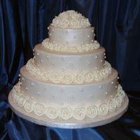 Ring Of Roses Here is an upclose photo of the Ring of Roses cake. Iced in ivory buttercream with edible pearls dusted with cappacinno petal dust and...