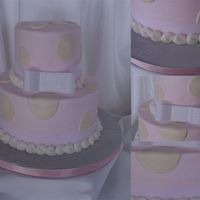 Pink And White Polka Dot Baby Shower Cake The top tier was strawberry and the bottom was sour cream white cake. I iced them both in buttercream and used MMF for the cut out Circles...