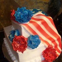 Patriotic Yet Romantic I made this for a friend's aunt and uncle's anniversary/uncle's birthday. Simple white cake/vanilla pudding and chocolate...