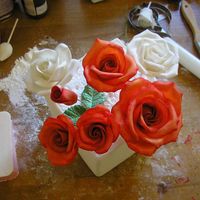 Orange Roses These are my latest gumpaste flowers. I think i'm gettin better at this. My first few were kinda scary. These are for my friends...