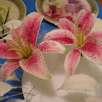 Stargazer Lilly Here are 2 of the 12 stargazer lilies that I am making. The painting takes the longest.