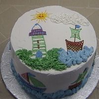 Sailboat Cake This is a white cake with Strawberry and White Chocolate Filling. The decorations on the cake match the nursery decorations of the mom to...