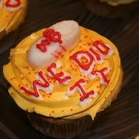 Shoe-Cakes Cupcakes for kindergarten class. celebrating that everyone learned to tie their shoes! school colors