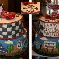 Disney Cars Lightning Mcqueen cake for a 4yr old b-day party. All buttercream with plastic lightning mcqueen and car on top. Thanks to CC'ers for...