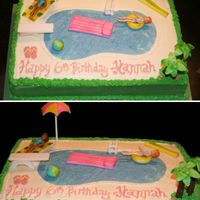 Pool Party! Birthday cake for 6 yr old- Pool Party. Buttercream with all fondant and candymelt accents. Dolls are Polly Pockets.