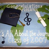 Music Major graduation cake for a music major. buttercream with fondant cap and certificate. The theme matched the napkins.