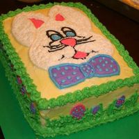 Easter Bunny hand drawn design. Cake for 4 yr old Easter b-day.