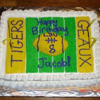 Lsu Birthday Cake I made this cake for my son's 8th birthday. He wanted an LSU cake. I didn't come up with it all on my own... I had some online...