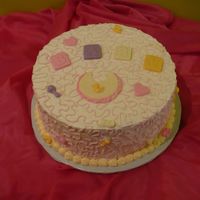 Baby Shower Baby shower cake with cornelli lace and chocolate accents