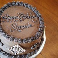 Chocolate Birthday Cake Chocolate Fudge Cake, Peanut Butter filling, Chocolate BC (titles are chocolate royal icing)