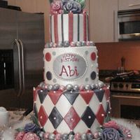 Abi's 6Th B-Day I made this cake for my DD 6th B-day (today!). Frosted in buttercream, MMF accents, gumpaste "6", luster and disco dust. TFL!