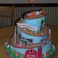 Journey To Retirement I was requested to create a cake that would reflect someone's life up to retirement. She grew up on a farm (bottom tier) then spent...