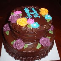 Sayonara Hiromi Cake I made to wish my japanese friend farewell. Top layered cake is yellow cake with chocolate filling. Bottom cake is chocolate with...