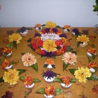 Fall Flowers For Moms Birthday This is a pic of moms birthday cake! Just something quick I made for a last minute party with her friends! White whipped homemade icing and...