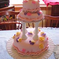 Pink Mmf Tiered Cake I think this was my first MMF fondant cake. I was also practicing the tiering - pillars and stacking. Was happy with this one for a first...