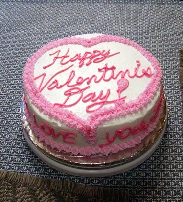 Valentine's Day Cake Just stars and writing. Chocolate cake!