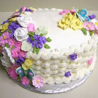 Course Ii Finale Cake This is my Finale Cake for the Wilton Course II class. The butterflies are colorflow. The flowers are royal icing. The basketweave and...