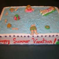 Happy Summer Vacation Swimming Pool This is a cake I made for a co-workers kids to celebrate the beginning of summer. Chocolate cake with buttercream icing.