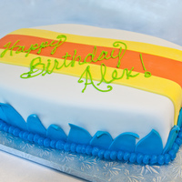 Surboard Birthday Cake Pool party theme cake.