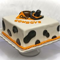 Osu Football Cake Cake for Oklahoma State University Football Game. All fondant decorations.