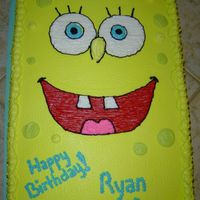 Sponge Bob Square Pants 1/2 sheet cake, buttercream icing, no pants per mom-she thinks it is too creepy.