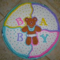 Teddy Bear Shower Cookie cookie on a 12" board, design from the paper goods for the shower.