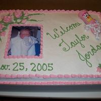 Pink Baby Shower Cake This was a half sheet cake made for a premie. It was a yellow butter recipe cake with a special whipped topping icing with cream cheese in...