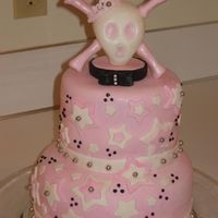 Princess Skull Cake all fondant accessories, skull handmade w/fondant, royal icing tiara, silver dragees