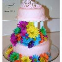 Princess Cake Fondant covered. Tiara made from royal icing. Real flowers.