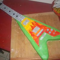 Electric Guitar This is a photo before I put the 'strings' on. I used royal icing to pipe the strings, covered in fondant/fondant accents. I...