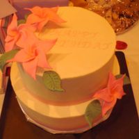 My Second Two Tier Cake This was Wilton's yellow cake recipe with buttercream icing. I used a spakle knife and lazy susan to get the sides so smooth.