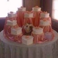 10 Years --- Vow Renewal 10 heart shaped cakes, 5 different flavors, handmade peach roses
