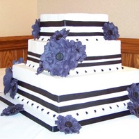 My First Wedding Cake This was my first square cake... I was so nervous about the edges! WASC with raspberry cream filling, iced in BC, with fondant stripes and...