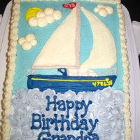 Happy Birthday Grandpa Grandpa loves to sail and my mom asked me to make a cake with a sailboat...wasn't too sure where I was going with it when I started!...
